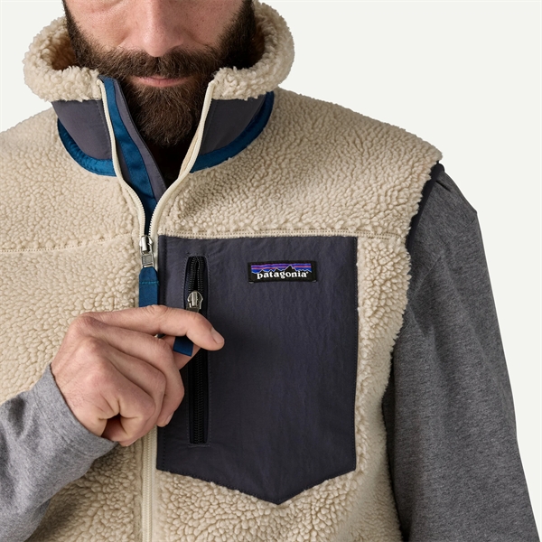 Patagonia Mens Classic Retro-X Vest - Natural w/Smolder Blue